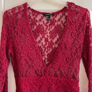Forever 21 Lace deep V Neck dress